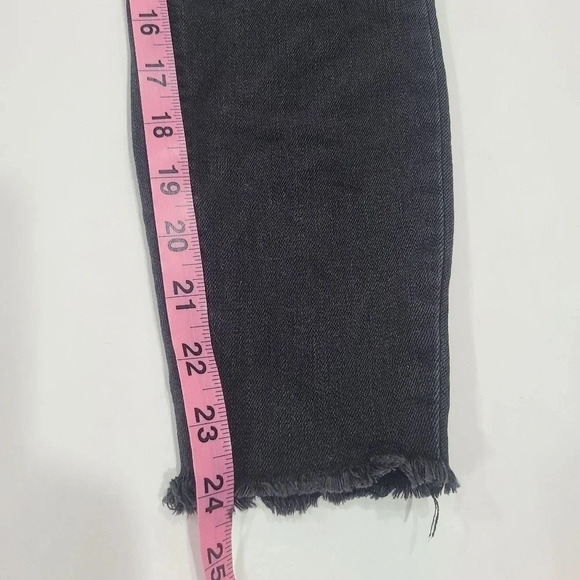 Pistola‎ Size 25 Women's Button Fly Raw Hem Ankle Crop Skinny Jeans Washed Black - Picture 5 of 7